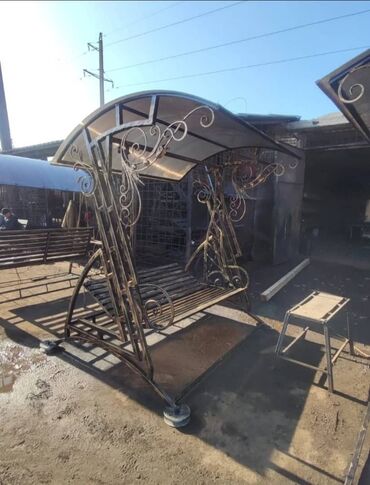 Садовые качели: Садовые качели Металл, Со спинкой, С крышей — 20