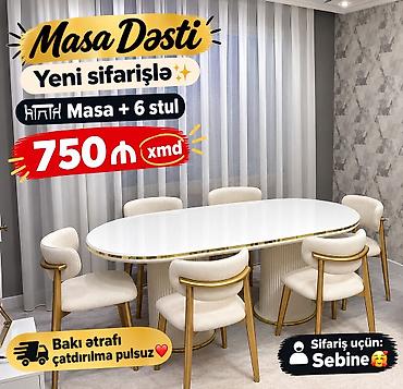 qebir ustu guller: Məhsul: Masa Dəsti – Yeni sifarişlə Tərkib: 1 masa + 6 stul — 1