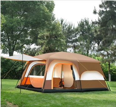 большой самокат: Палатка большая двухкомнатная с тентом для кемпинга и туризма BiCamp