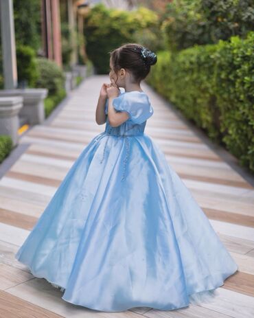 детское леопардовое платье: Детское платье цвет - Голубой