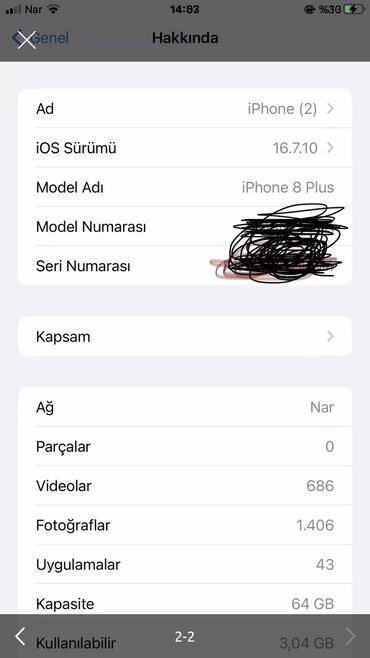 iphone x plus qiymeti: IPhone 8 Plus, 64 GB, Gümüşü, Barmaq izi