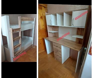 tek taxtlar: Oğlan və qız üçün, Yeni, Siyirməsiz, Yazı masası, Stulsuz — 2