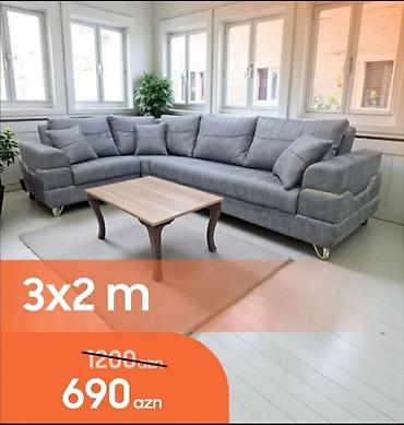 Sifarişlə mebel: - Künc divan dəsti, L-şəkilli dizayn - Ölçü: 3 x 2 metr (şəkildə — 1