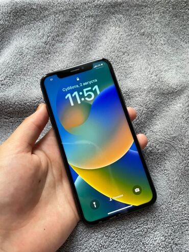 телефон самсунг ош: IPhone X, Колдонулган, 256 ГБ, Кара, Каптама, Кабель