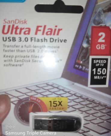 Noutbuklar üçün örtük və çantalar: Flash kart Sandisk, 2 GB, USB 3.0