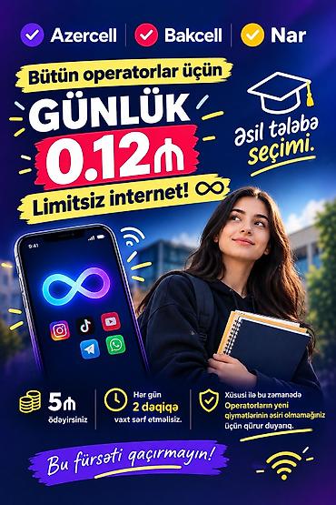 Günlük limitsiz internet xidməti – bütün operatorlar üçün (Azercell lalafo.az -da Günlük limitsiz internet xidməti – bütün operatorlar üçün (Azercell