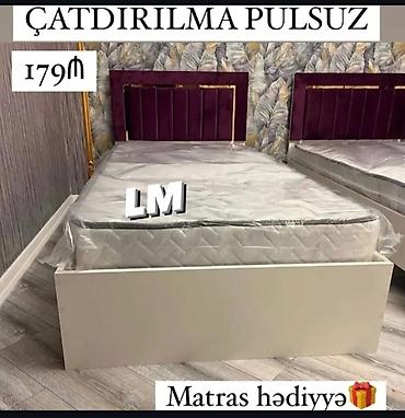 Çarpayılar: Tək nəfərlik çarpayı dəsti - Müasir dizaynlı başlıq: bənövşəyi rəngdə — 1