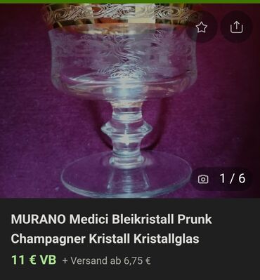 Čaše: Case rucni,rad,kristal murano medici za vino iz 60ih. Case kristal za — 3