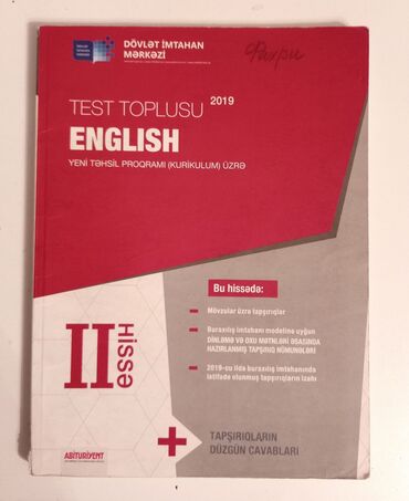 english test toplusu 1 hisse cavablari: 3 AZN İngilis dili(Английский) DİM test toplusu 2 hisse . Cavabları