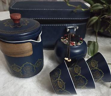 çay dəsti: Çay dəsti, rəng - Göy, Keramika, 3 nəfərlik — 3