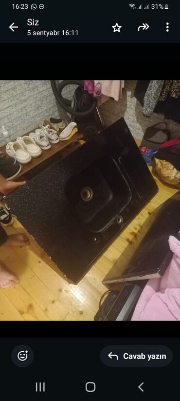Гвозди, шурупы: Qranit kompozit mətbəx qəzağı və daxili birqablı lavabo - Rəng: qara