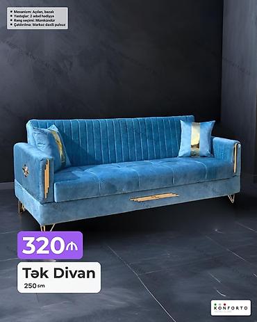 Divanlar: Tək divan – 250 sm - Mexanizm: açılan, bazalı (yataq funksiyası və — 1
