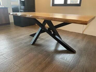 Stolovi: Trpezarijski Sto od Hrasta – Masivno drvo i metal 🪑 Unikatni sto — 4