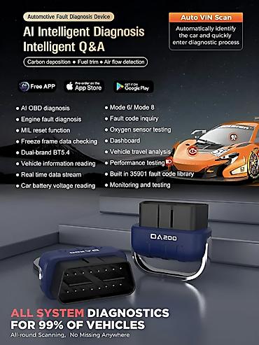 Alati za automobile: Novo - DA200 AI Bluetooth OBD2 za IOS & Android Podržava svih 9 — 3