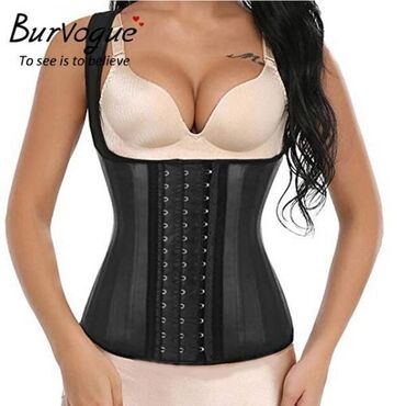 qadın qolfiləri: BurVogue markalı, qara rəngli, çiyin kəmərli korset. Bu korset beli