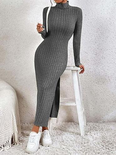 Haljine: Rebrasta džemper-haljina sa rol-kragnom - Kroj: uska silueta koja — 3