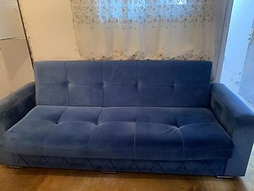 divan krovat: Mavi rəngli yumşaq divan acib baglanir carpayi kimidə işlətmək olar — 2