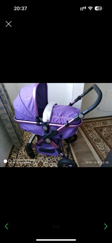 детская коляска с большими колесами: Коляска, цвет - Фиолетовый, Б/у