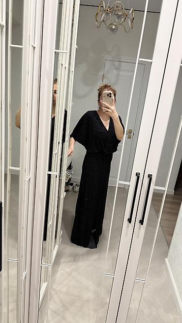 Вечернее платье, Коктейльное, Длинная модель, Трикотаж, С рукавами, XS