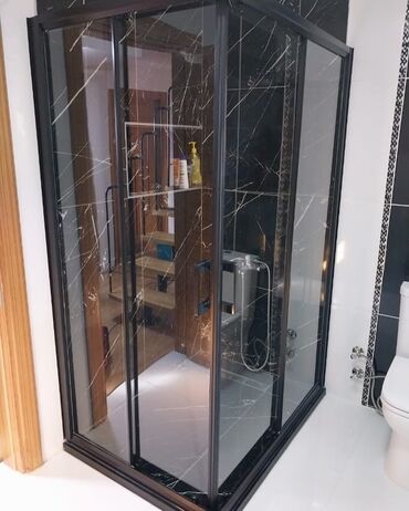 Duş kabinaları, arakəsmələr: Yeni Üstü açıq kabina, Künc üçün, Pulsuz çatdırılma — 16