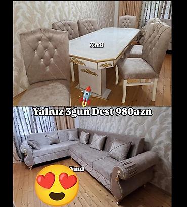 stol bezemek qaydalari: Klassik üslublu mebel dəsti - Yemək masası: Aşağı hissəsi qızılı — 1