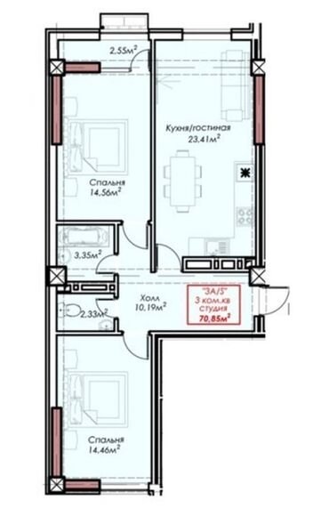 Продажа квартир: Студия, 70 м², Элитка, 4 этаж, ПСО (под самоотделку)