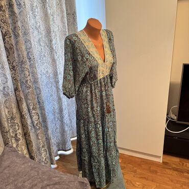 zara haljina lan: M (EU 38), color - Multicolored, Other sleeves