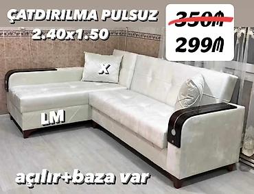 Divanlar: L‑formalı açılan künc divan - Ölçü: 2.40 x 1.50 m - Mexanizm: açılır — 1