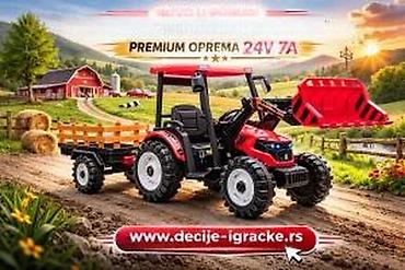 Traktori: Dečiji električni traktor sa prikolicom i utovarivačem – Premium — 11