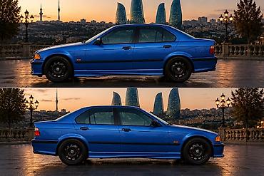 bmw e36 kuza: BMW 3 Series E36 sedan – mavi/göy rəngdə, M paket optikası ilə — 4