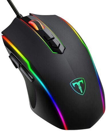 клавиатуры для ноутбуков: Игровая мышь черного цвета с многоцветной RGB-подсветкой по контуру и