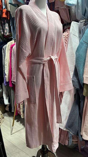 Халаты: Мужской женский вафельный халат 100% хлопок Мягкая и впитывающая ткань — 4