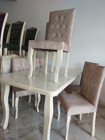 Комплекты столов и стульев: Для гостиной, Новый, Раскладной, Прямоугольный стол, 6 стульев