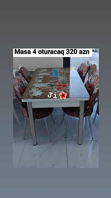 beton deşən: Mətbəx/dining dəsti – masa və 4 ədəd stul - Komplekt: 1 masa + 4 stul — 1