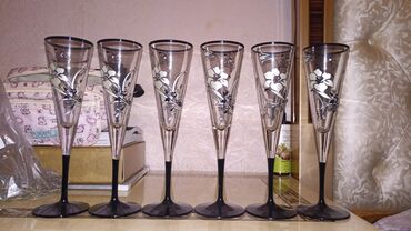 4 qiz sekilleri: Бокалы, цвет - Белый, Стекло, Набор из 6 шт., Азербайджан