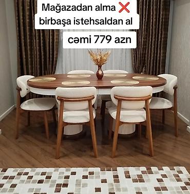 mdf panel: Qonaq otağı üçün, Yeni, Açılmayan, Oval masa, 6 stul — 1