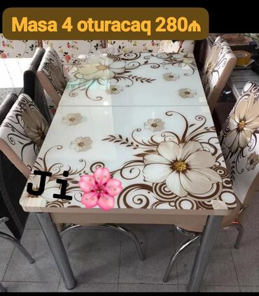 Masa və oturacaq dəstləri: Mətbəx üçün, Dördbucaq masa, 4 stul