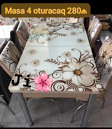 Masa və oturacaq dəstləri: 🇹🇷Turkiye istehsali. Metbex masa desti Masa 4 oturacaq Masa 80*130 — 4