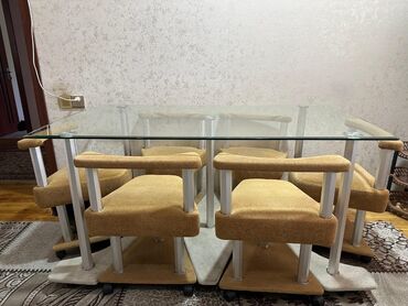 Çarpayılar: Metbex ucun masa 6 oturacagi var. Masa da stullar da rolik iledir. 250