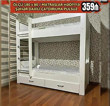 İki mərtəbəli uşaq çarpayısı - Ölçü: 180 x 80 sm (hər mərtəbə) - lalafo.az -da İki mərtəbəli uşaq çarpayısı - Ölçü: 180 x 80 sm (hər mərtəbə) -