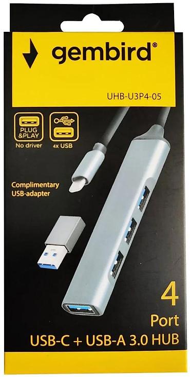 Druga oprema za računare i laptopove: Gembird UHB-U3P4-05 – 4-portni USB hub (USB‑C + USB‑A 3.0) - — 1