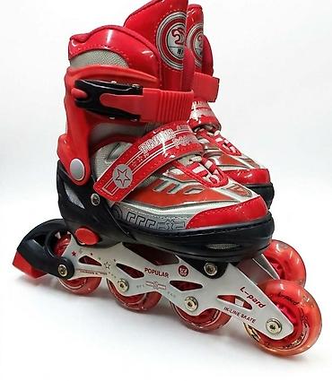 skate: Роликовые коньки L-pard (In-line Skate) — красно‑серые, 4‑колёсные — 1