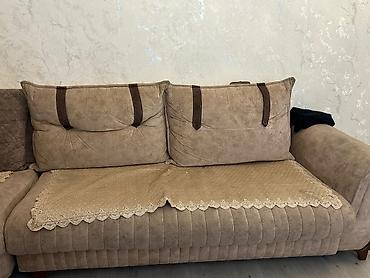 kohne divanlar: Künc divan dəsti - Forma: L-şəkilli künc divan - Rəng: bej/boz-bej — 1