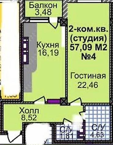 венециан жк: 2 комнаты, 58 м², Технопарк Элитка, 9 этаж, ПСО (под самоотделку) — 2