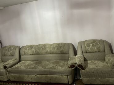 2 этажный диван: Гарнитур для зала, цвет - Серый, Б/у