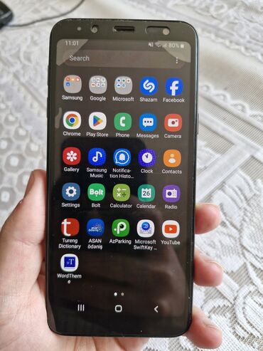 ucuz telefonlar 2018: Samsung Galaxy J6 2018, 32 ГБ, цвет - Черный, Сенсорный, Отпечаток пальца, Две SIM карты