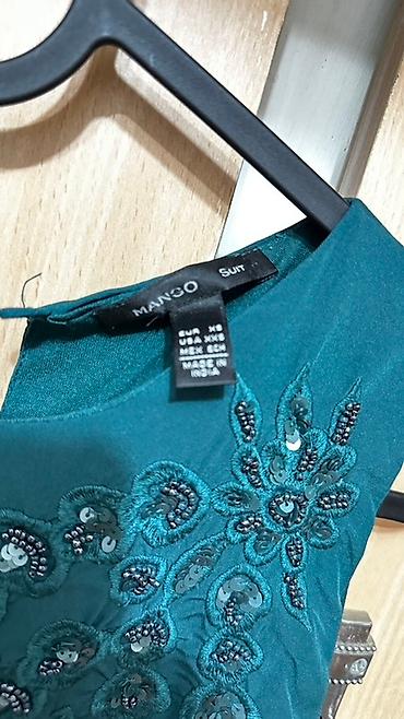 интер: Топ от Mango Suit изумрудного цвета с вышивкой бисером и пайетками — 2