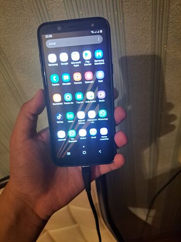 samsung mini telefonlar: Samsung Galaxy A6, 64 GB, rəng - Qara, Barmaq izi