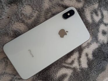 телефон поко: IPhone X, Б/у, 64 ГБ, Белый, Чехол, 66 %