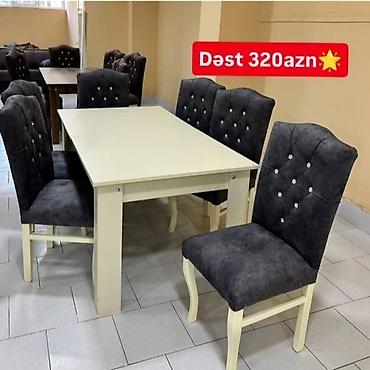 kafe stul: Mətbəx üçün, Yeni, Açılmayan, Dördbucaq masa, 6 stul — 1